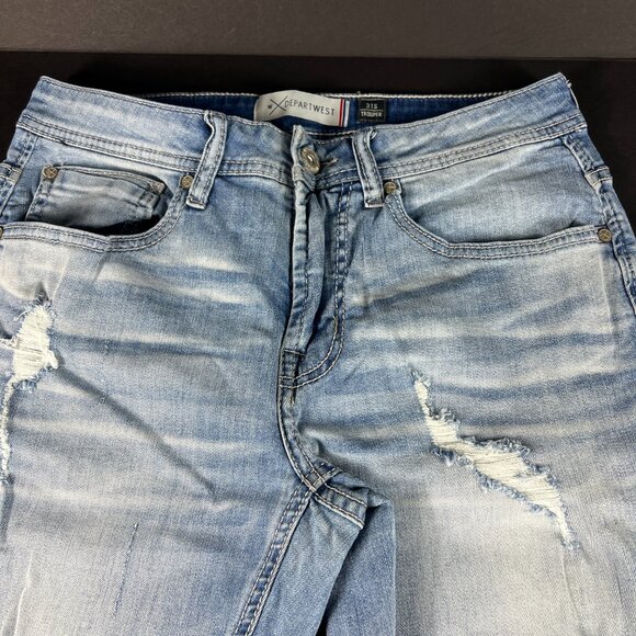 Departwest Jeans Men's 31x29 Skinny Trouper Light Blue Distressed Denim Tag 31 S - Picture 2 of 16